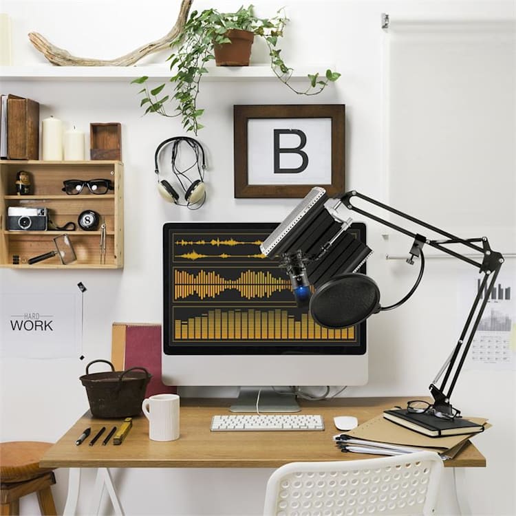MIC-900B-LED Set Microfoni USB Condensatore V5 Anti-Pop Nero