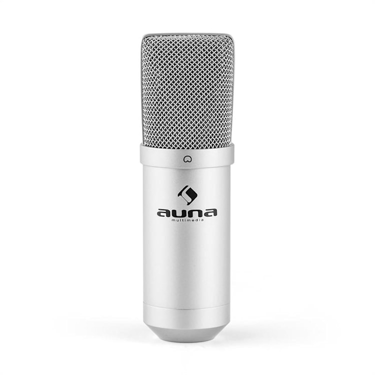 MIC-900S-LED Set Microfoni USB Condensatore V5 Anti-Pop Argento