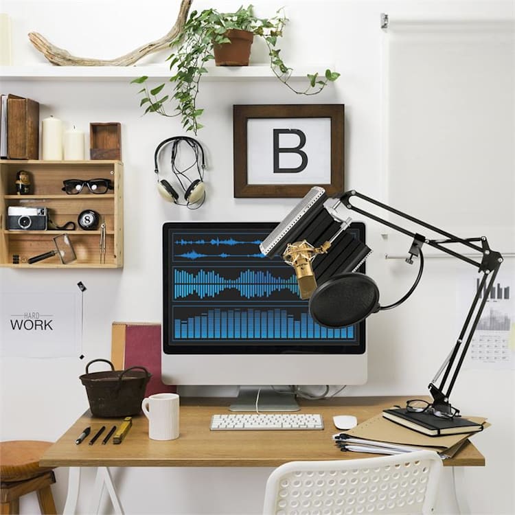 MIC-900G Set Microfoni USB Condensatore V5 Anti-Pop Oro