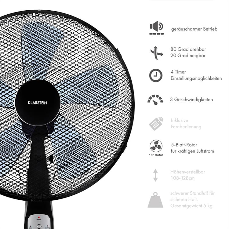 Summerjam Set Da 2 Ventilatori A Piantana 50W Nero