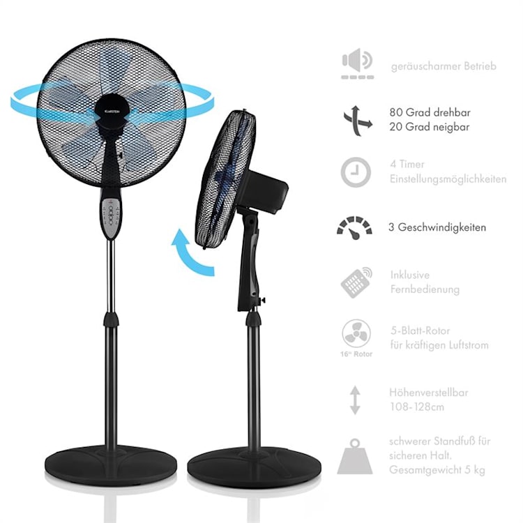 Summerjam Set Da 2 Ventilatori A Piantana 50W Nero