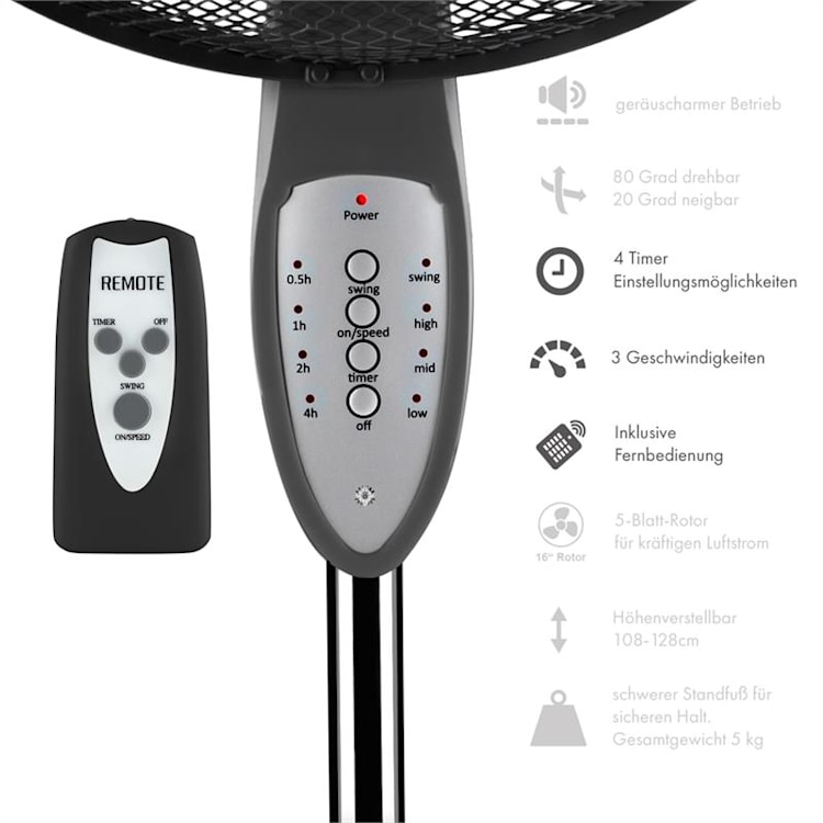 Summerjam, 2x stajaći ventilator, set dvaju ventilatora, 50 W, 3 stupnja brzine, siva