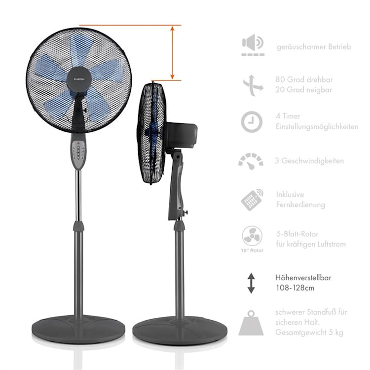 Summerjam, 2x stajaći ventilator, set dvaju ventilatora, 50 W, 3 stupnja brzine, siva