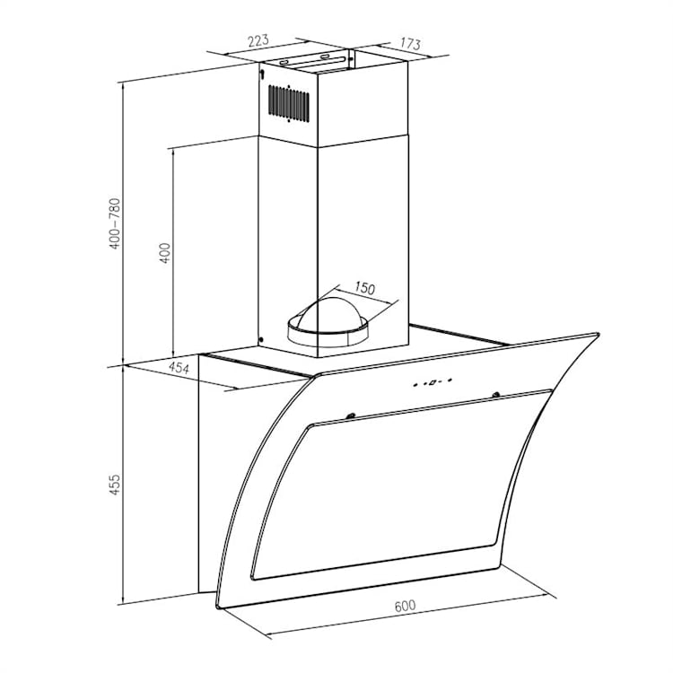 Sabia 60 Campana extractora 60 cm Incluye 2 filtros de carbón activo Blanco Blanco