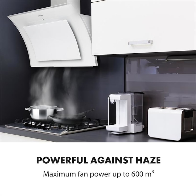 Sabia 90 Dunstabzugshaube | 90cm | 600 m³/h | Energieeffizienzklasse A | inklusive 2 x Aktivkohlefilter Weiß