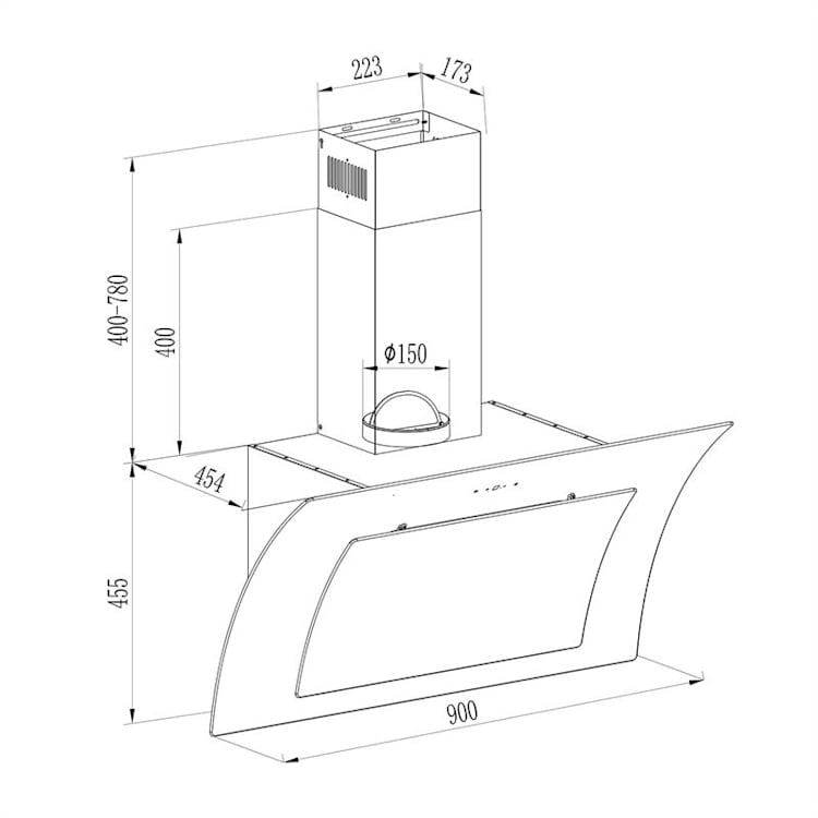 Sabia 90 Dunstabzugshaube | 90cm | 600 m³/h | Energieeffizienzklasse A | inklusive 2 x Aktivkohlefilter Weiß