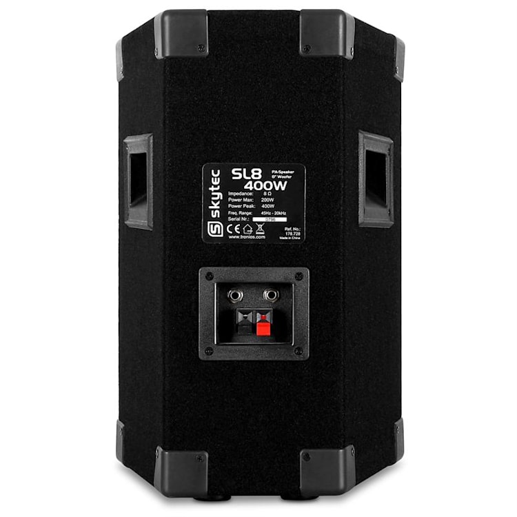 SL8 set van 2 discoboxen met statief 8" woofer max. 200W 2x statief + tas 8" (20 cm) - luidsprekerset met statieven