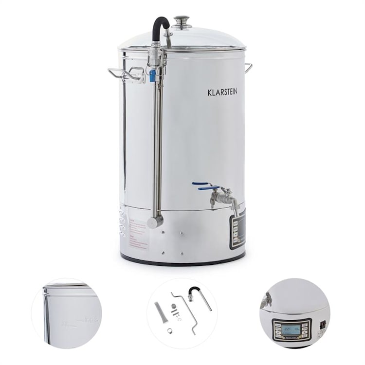Mundschenk + Aufwärtsspirale, sladový kotol a ponorný chladič, zariadenie na varenie piva, 2500 W, 30 l, 304 ušľachtilá oceľ
