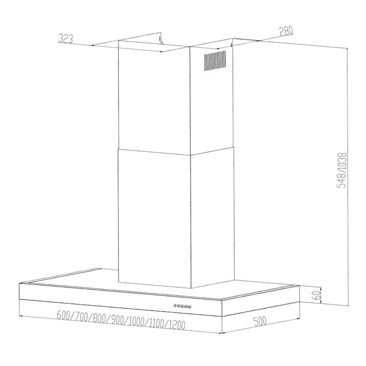 Zarah Dunstabzugshaube 60cm Umluftset 620 m³/h Aktivkohlefilter