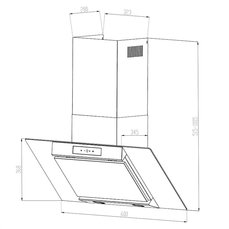 Balzac Dunstabzugshaube Umluftset 60cm 640m³/h Aktivkohlefilter