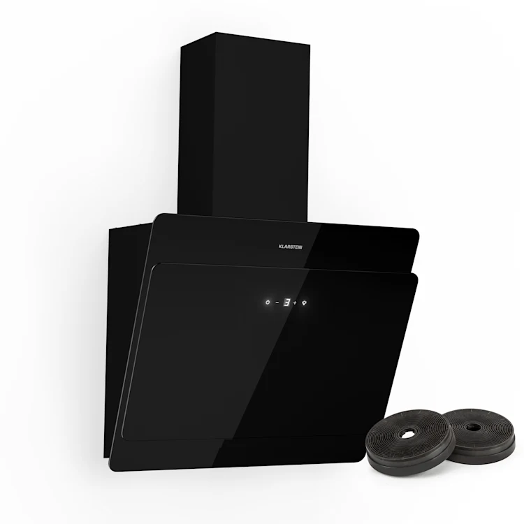 Aurica Cooker Extractor Hood Recirculation Set 60cm Activated Coal Filter Black 60 cm | With replacement filter | Black