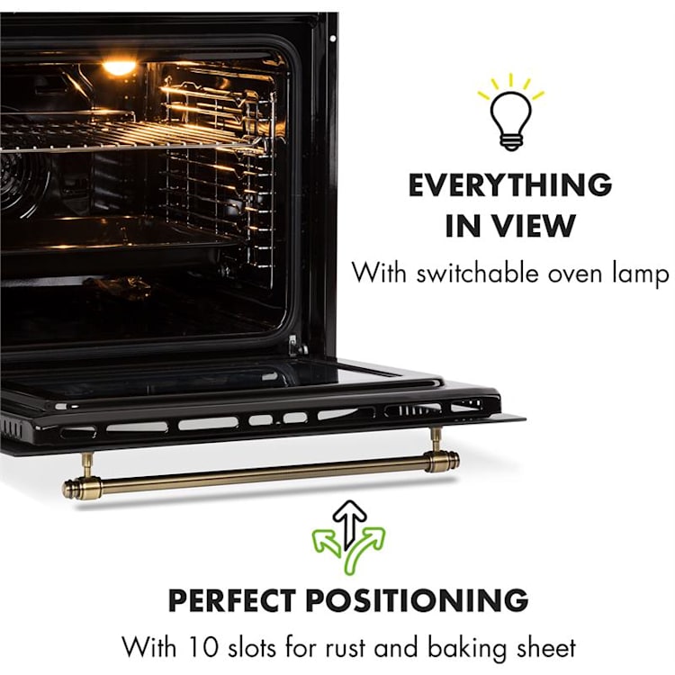 Victoria Set Forno de Encastrar e Exaustor Design Retro Preto Preto