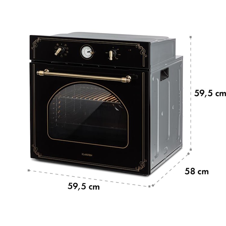 Victoria Set Forno de Encastrar e Exaustor Design Retro Preto Preto