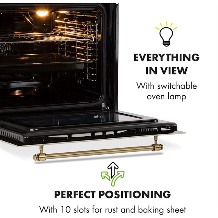 Victoria Set Forno de Encastrar e Exaustor Design Retro Marfim Marfim