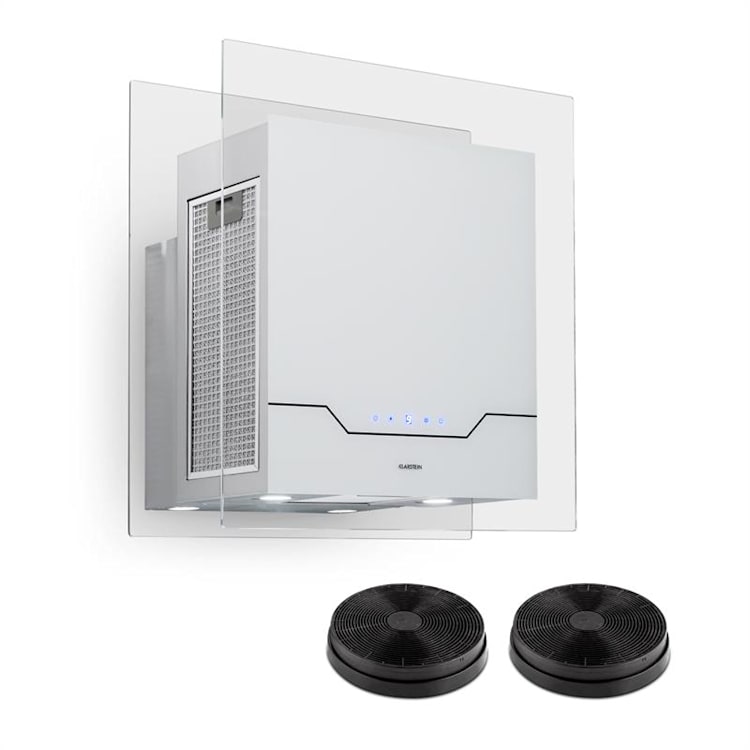 Karree Dunstabzugshaube Umluftset 60cm 640 m³/h LED Edelstahl weiß