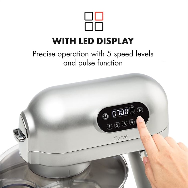 Curve Plus Küchenmaschinen-Set | 5l | 4-in-1 Fleischwolf | silber Silber