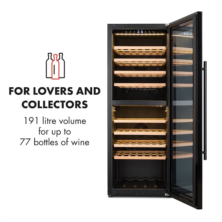 Barossa 77 Duo Weinkühlschrank-Set 2 Zonen 191L/77Fl. Weinglasregal