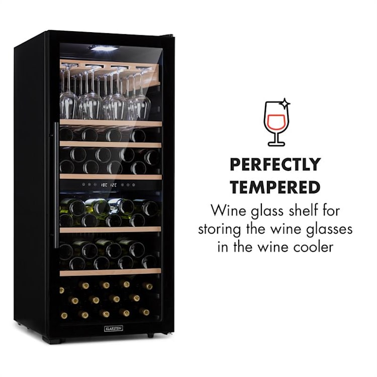 Barossa 102 Duo Weinkühlschrank-Set 2 Zonen 102 Fl. Weinglasregal