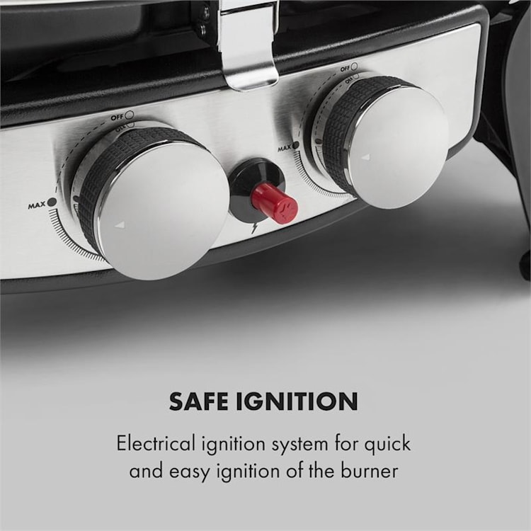 Parforce Duo Gasgrill 2 Brenner 4,4kW 15000BTU 300°C Gasschlauch grau Grau