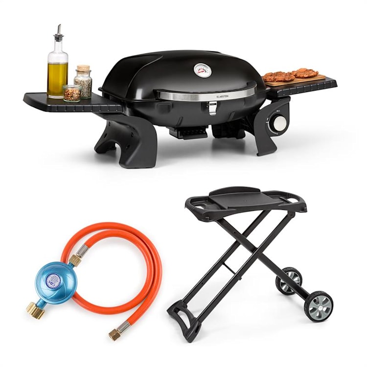 Parforce One Gasgrill 3,5kW 12000BTU Grilltisch Gasschlauch schwarz Schwarz