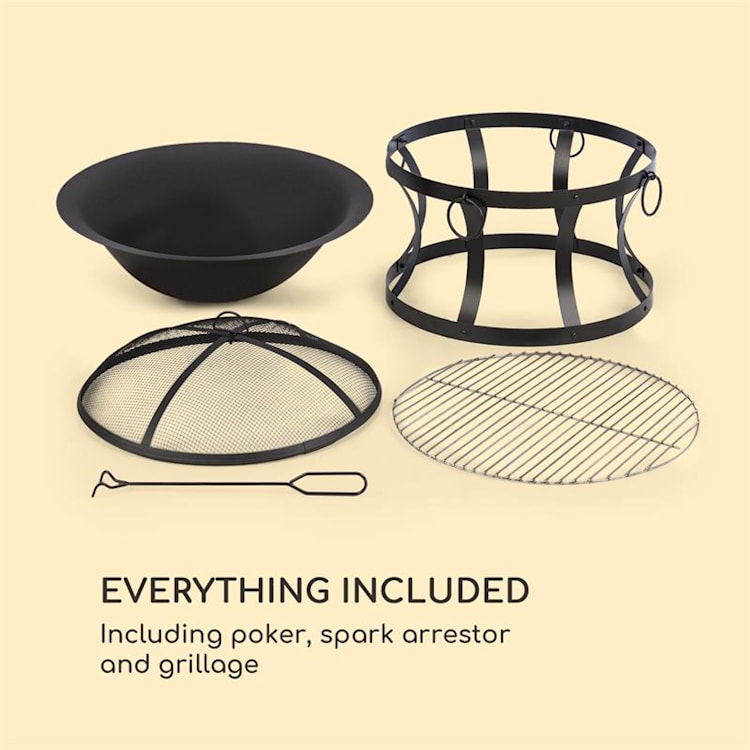 Pentos 2-in-1-vuurschaal Ø73cm vonkenscherm Ø60cm bbq beschermhoes