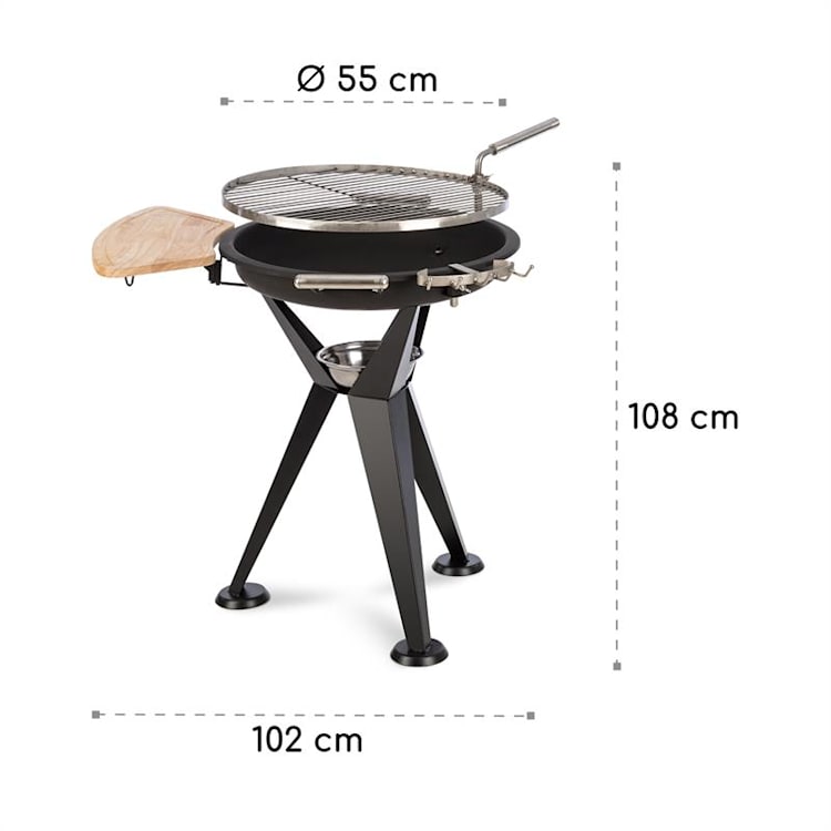Caruso Fire Bowl Ø58cm | Ø55cm Grill Weather Protection Cover Steel Black