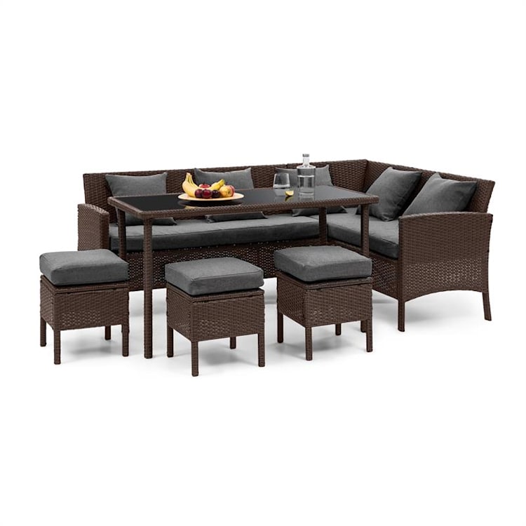 Titania Dining Lounge Set tuinmeubilair bruin/ donkergrijs Bruin | Donkergrijs