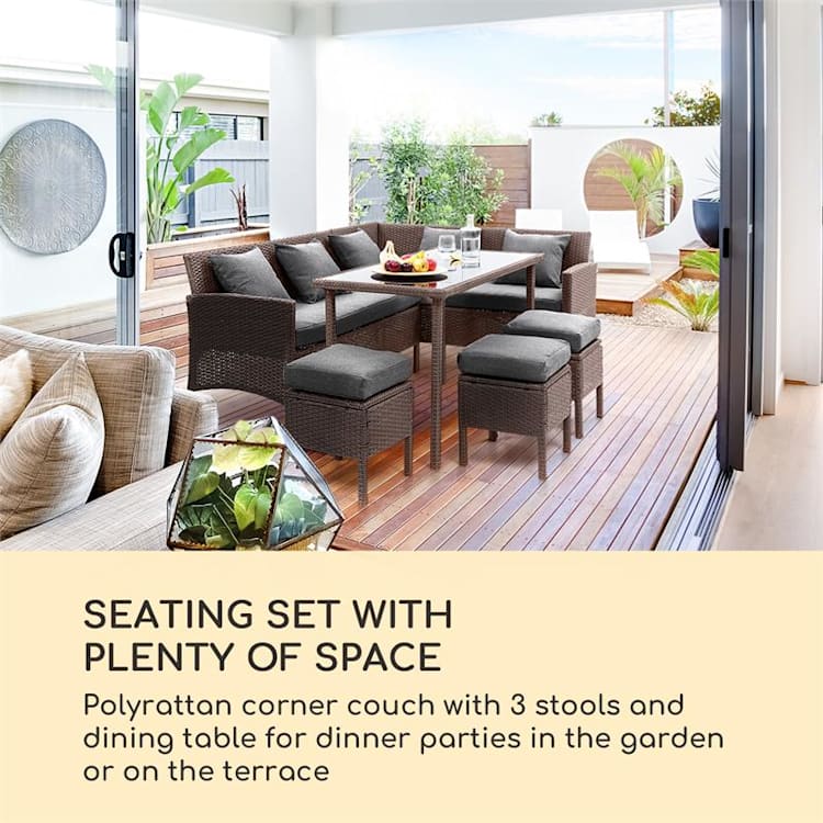 Titania Dining Lounge Set tuinmeubilair bruin/ donkergrijs Bruin | Donkergrijs