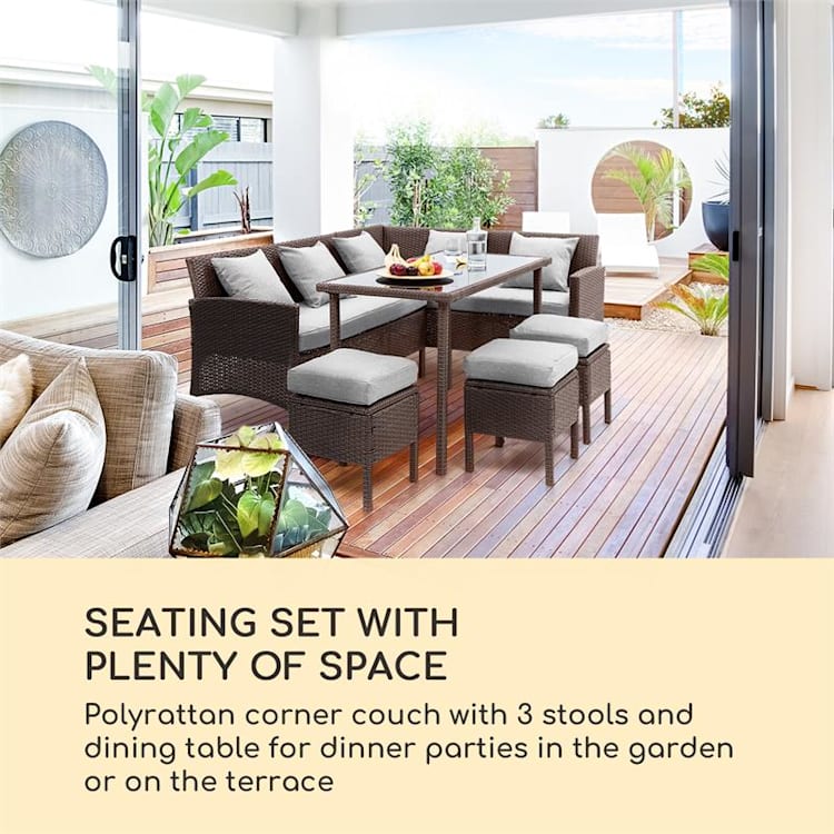 Titania Dining Lounge Set tuinmeubilair bruin/ lichtgrijs Bruin | Lichtgrijs