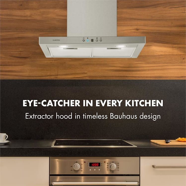 Klarstein Kalahari Limelight Einbau-Set Backofen + Abzugshaube 68Ltr 600 m³/h schwarz Edelstahl