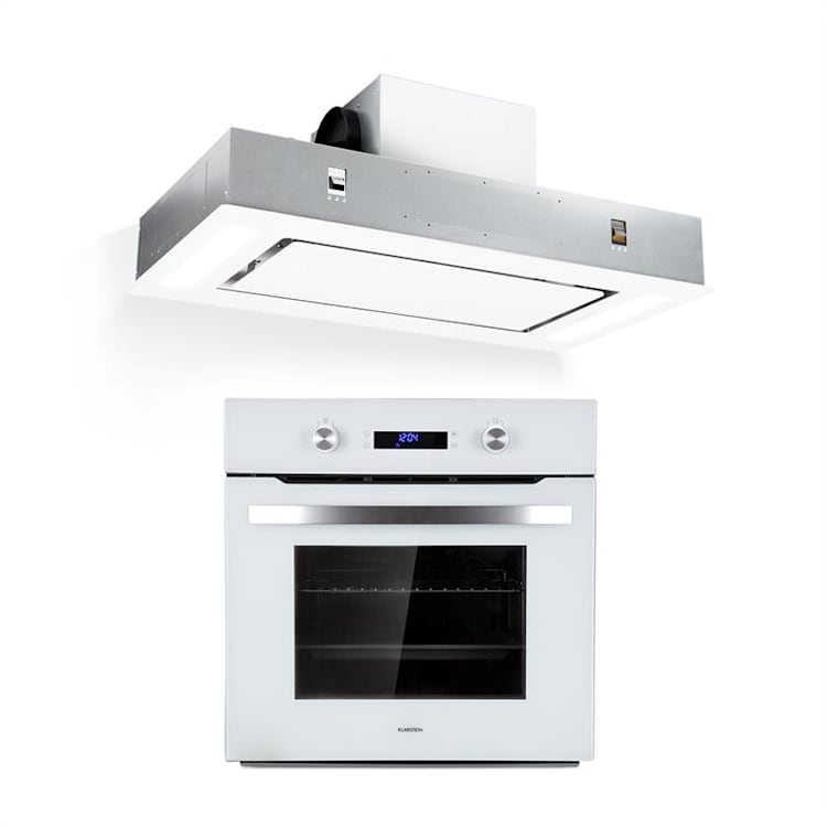 Gusteau Remy Einbau-Set Backofen + Einbau-Haube 2950W weiß Edelstahl