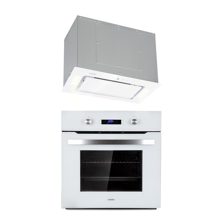 Gusteau Hektor Einbau-Set Backofen + Unterbau-Haube 2950W 64Ltr 530 m³/h weiß Edelstahl