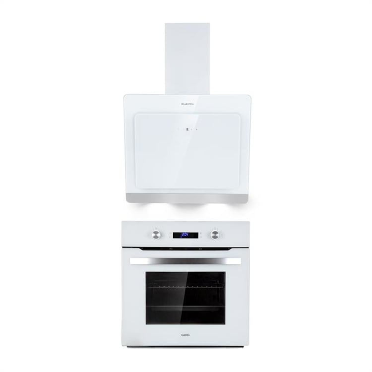 Gusteau Aurora Conjunto Encastrar Forno + Exaustor de Parede Branco Aço Inoxidável