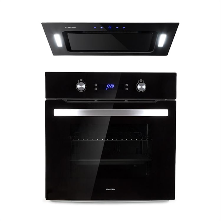 Gusteau Hektor Einbau-Set Backofen + Unterbau-Haube schwarz Edelstahl