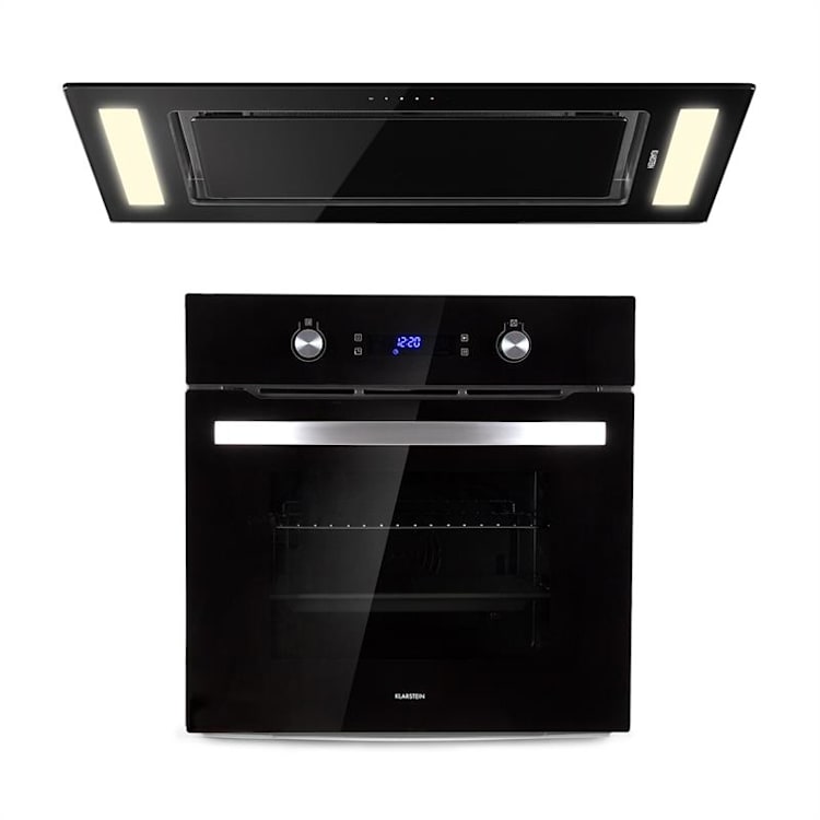 Gusteau Remy Einbau-Set Backofen + Einbau-Haube 2950W 64Ltr 620 m³/h schwarz Edelstahl