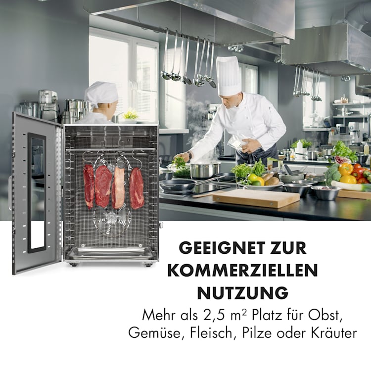 Master Jerky 16 Dörrautomat + Fleischhaken Set 1500W 40-90 °C 15h-Timer Edelstahl silber