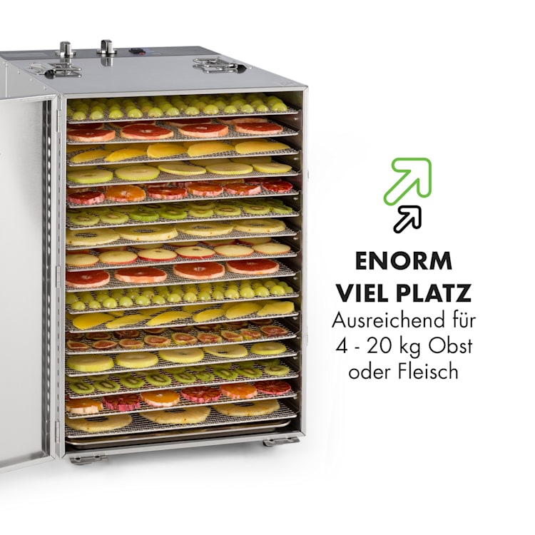Master Jerky 16 Dörrautomat + Fleischhaken Set 1500W 40-90 °C 15h-Timer Edelstahl silber