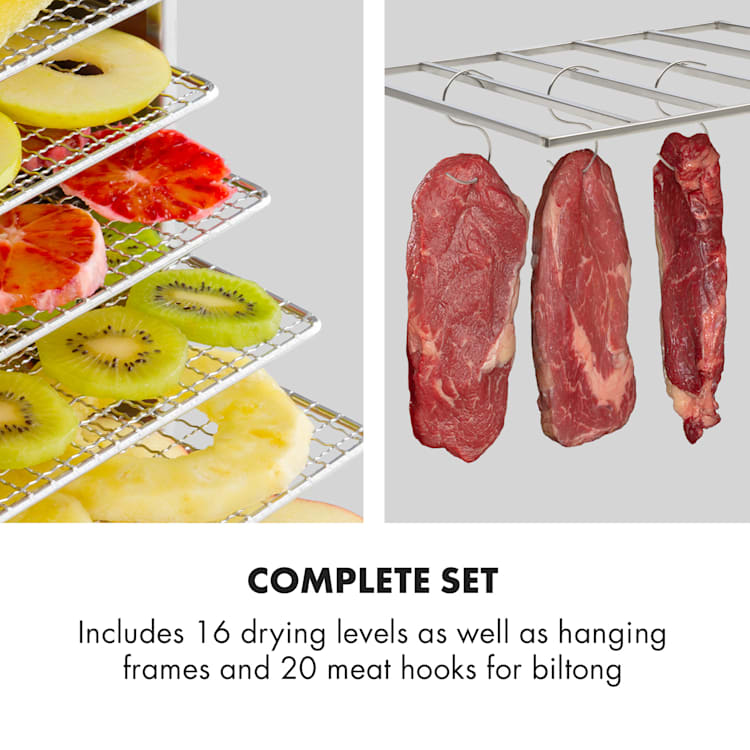 Master Jerky 16 Ensemble déshydrateur + crochets à viande 1500 W inox argent