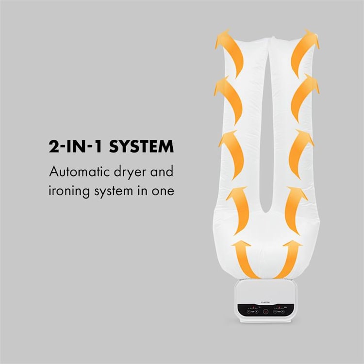 ShirtButler Pro automatisches Trocknersystem Hemd & Hose 1200 W 2-in-1 70 °C Timer weiß Trockenaufsatz für Hemden/Hosen