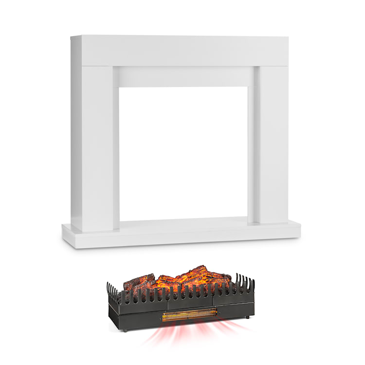 Studio Frame corps de cheminée + insert de cheminée Kamini FXL MDF blanc avec grand insert de cheminée et fonction chauffage