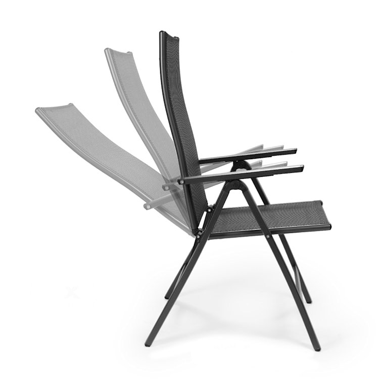 London tuinstoel set van 2 textileen aluminium 6-posities inklapbaar 2 x Stoel | Antraciet