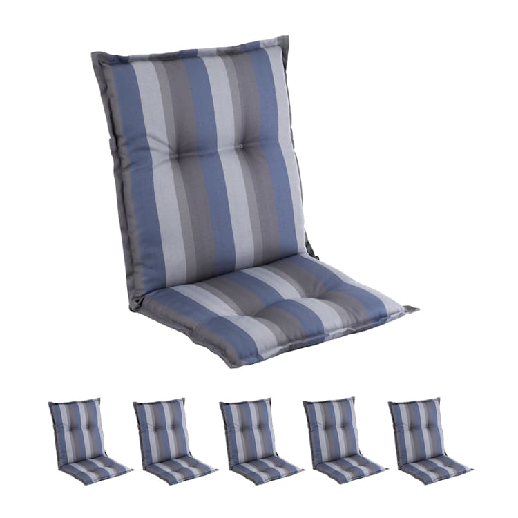 Prato stoelkussen zitkussen lage rug tuinstoel polyester 50x100x8cm 6 x stoelkussen | Blauw