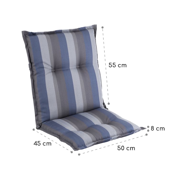 Prato stoelkussen zitkussen lage rug tuinstoel polyester 50x100x8cm 6 x stoelkussen | Blauw