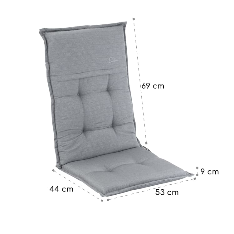 Coburg stoelkussen zitkussen hoge rug tuinstoel polyester 53x117x9cm 6 x stoelkussen | Grijs