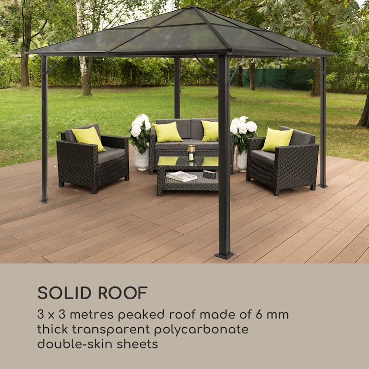 Pantheon Solid Sky Ambient zonne-energie paviljoen 3 x 3 zonne-energie verlichting Taupe