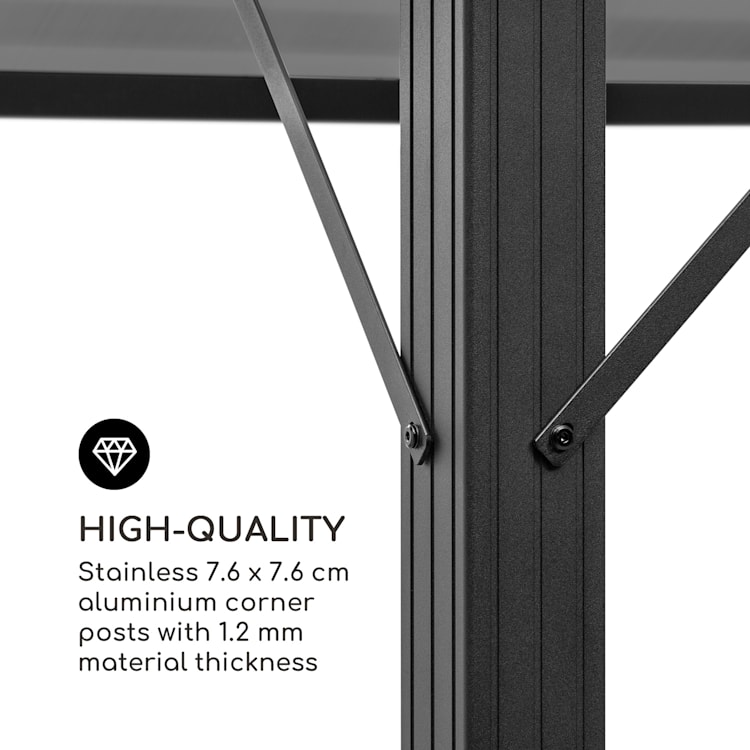 Pantheon Solid Sky Ambient zonne-energie paviljoen 3 x3 m zonne-energie verlichting Lichtgrijs