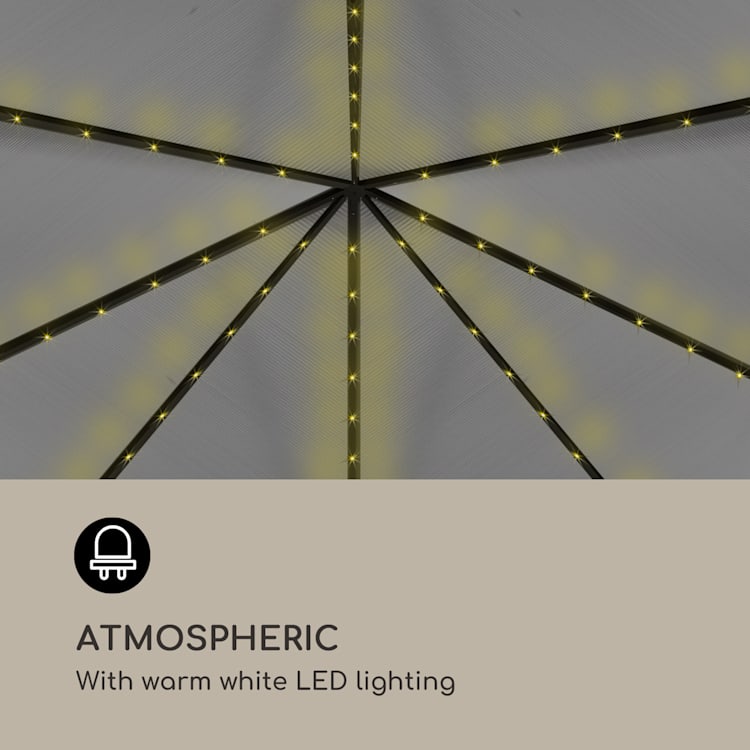 Pantheon Solid Sky Ambient zonne-energie paviljoen 3 x 4 zonne-energie verlichting Lichtgrijs
