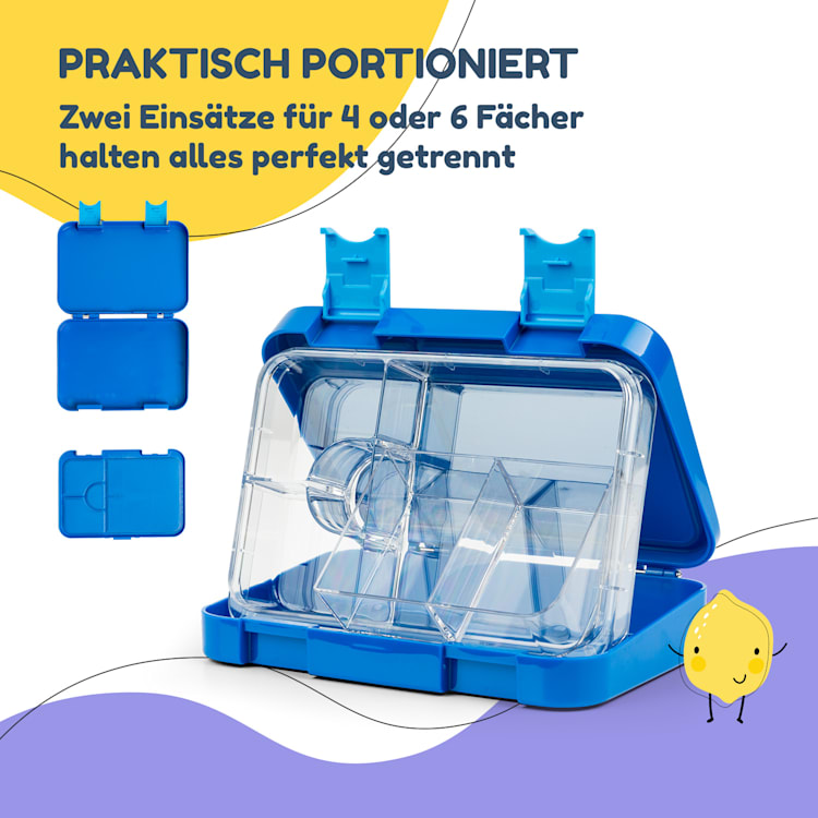 schmatzfatz Frühstücksset Lunchbox & Trinkflasche Tritan dicht BPA-frei Blau