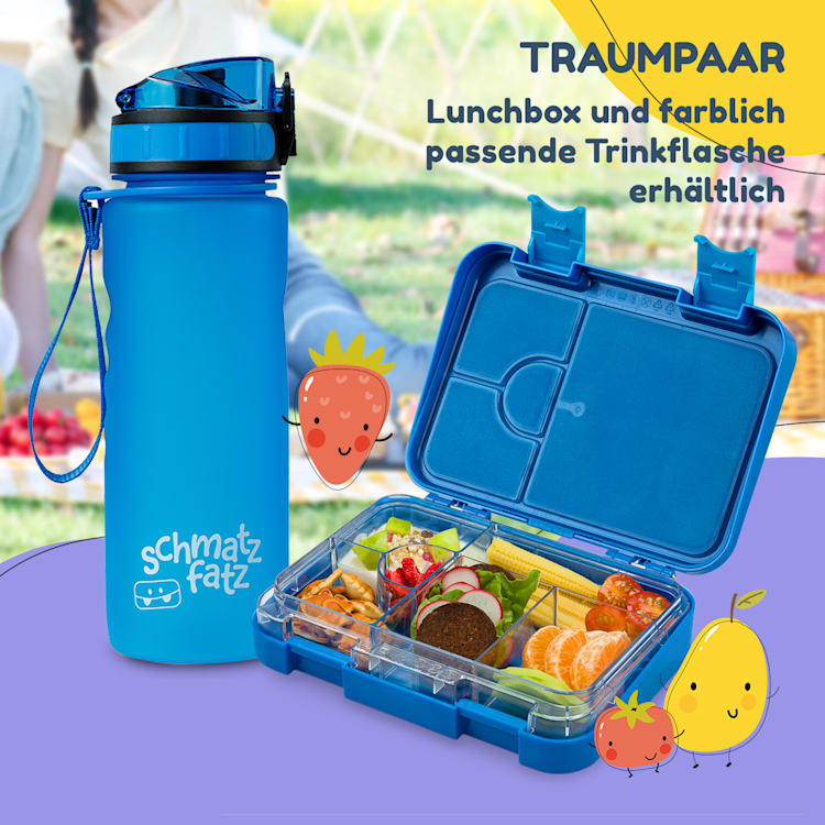 schmatzfatz Frühstücksset Lunchbox & Trinkflasche Tritan dicht BPA-frei Blau