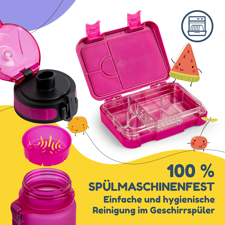 schmatzfatz Frühstücksset Lunchbox & Trinkflasche Tritan dicht BPA-frei Violett